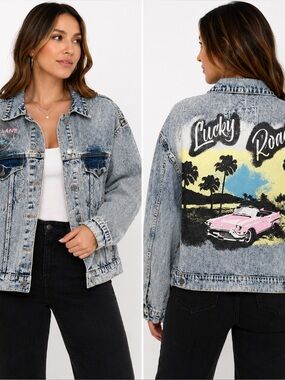 Jean Jacket in Acid Wash Blue - Loco Lane